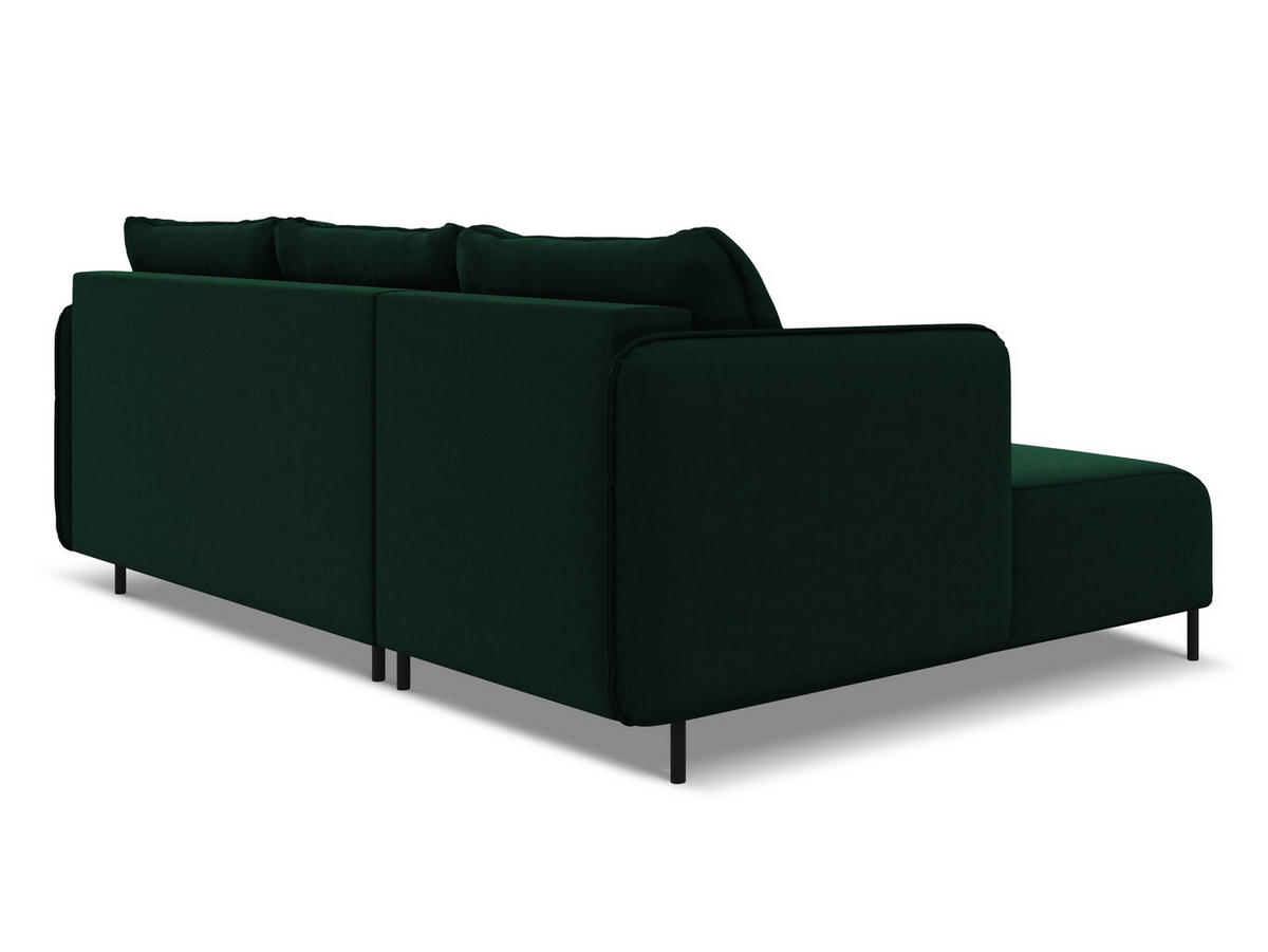 ECKSOFA mit Schlaffunktion Samt Stoff Grün - Dunkelgrün/Schwarz, Holz/Textil (162/236cm) - Makamii