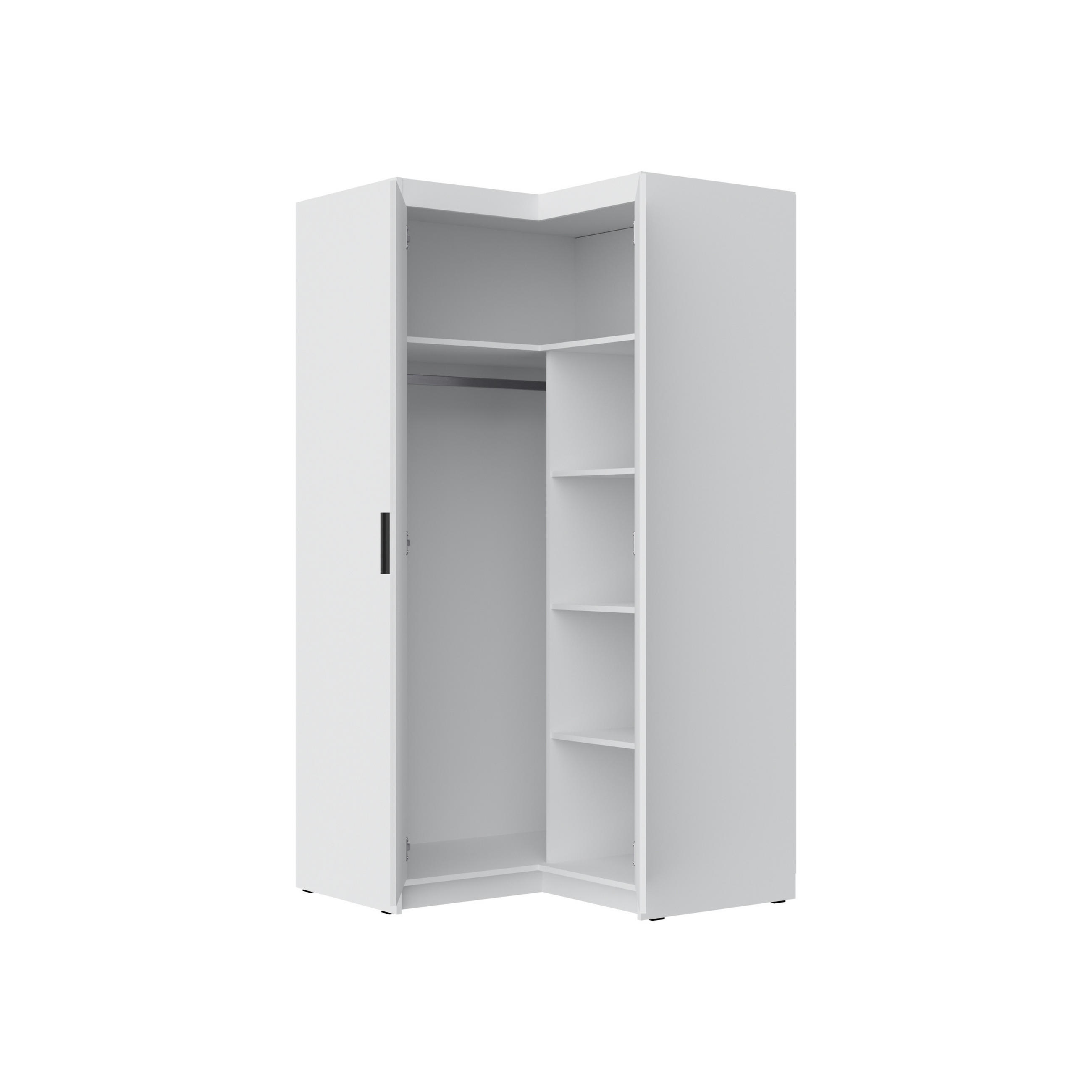 ECKSCHRANK Storicos Weiß 97,8/190,5/97,8 cm – Modern, ideal für Ecken - Weiß, Holzwerkstoff/Kunststoff (97.8/190.5/97.8cm) - AX Living