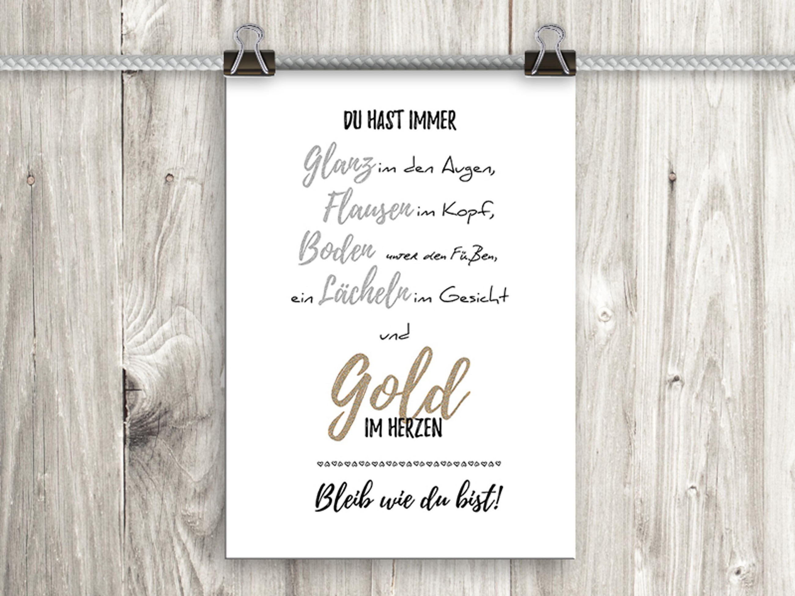POSTER DIN A4 21x29,7 cm Spruch Typografie Gold Silber - Silberfarben, Papier (21/29.7/2cm) - artissimo