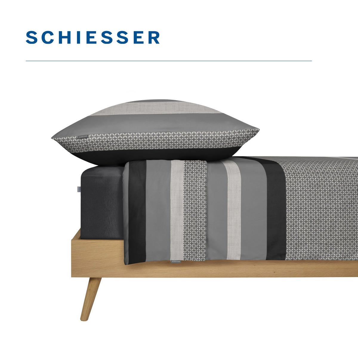 BETTWÄSCHESET Dion - Renforcé - 2-teilig - 155x220 cm - Grau - Grau, Textil (155/220cm) - SCHIESSER