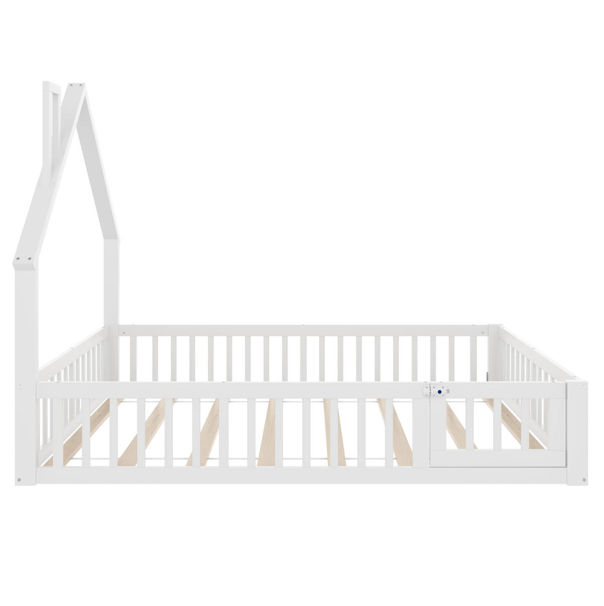 KINDERBETT 140/190 cm Weiß mit Sicherheitsgitter und Schornsteinform - Weiß, Holzwerkstoff (140/190cm) - Flora Grace