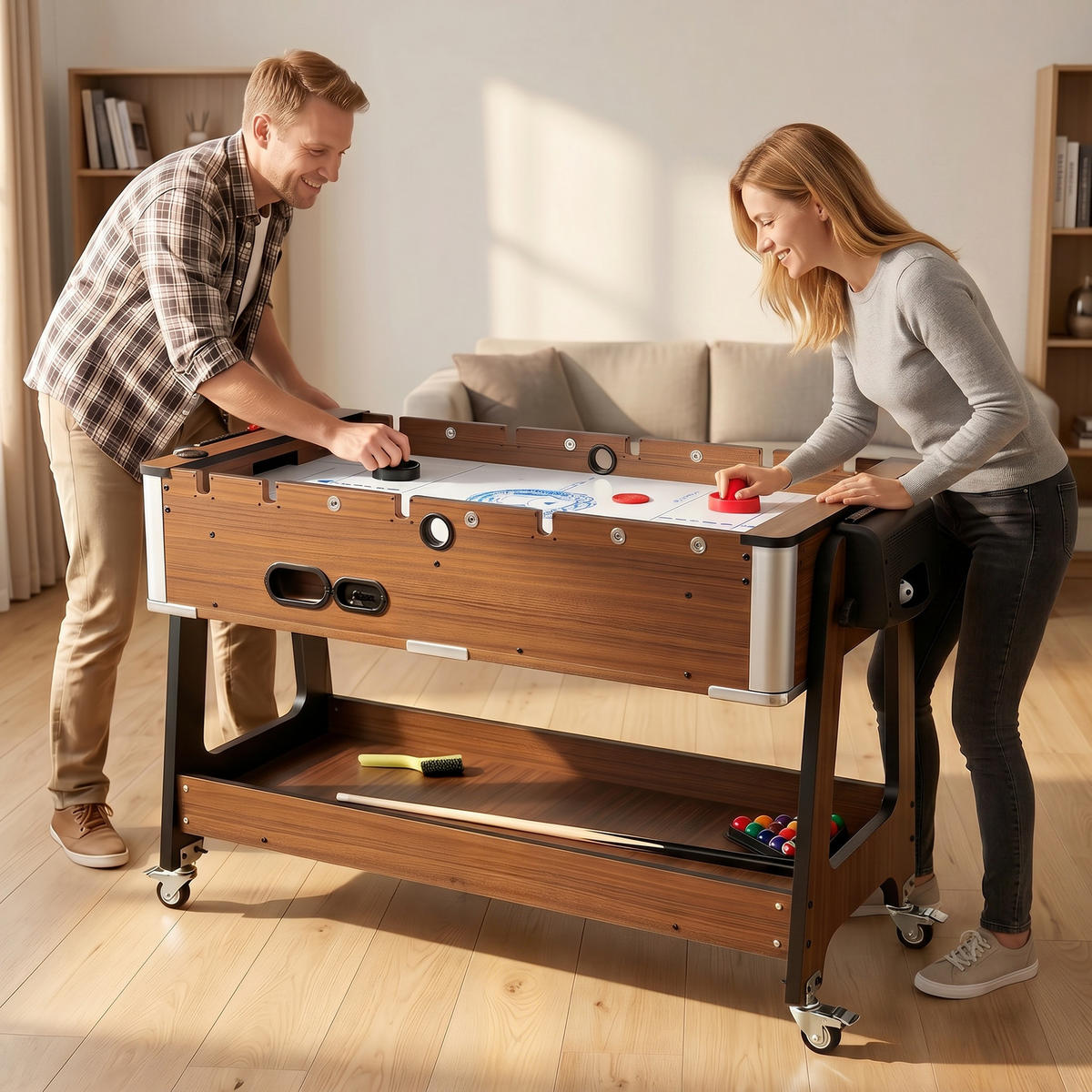 MULTIFUNKTIONS-TISCH MDF Walnuss Weiß - Walnussfarben, Holzwerkstoff (61.5/102.5cm) - SPORTNOW