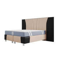 BOXSPRINGBETT IMPERIAL 160x200 cm, Aus Leder und Velvet Bezug, Schwarz Leder + Beige Velvet - Beige, Leder/Holz (160/200cm) - Trada