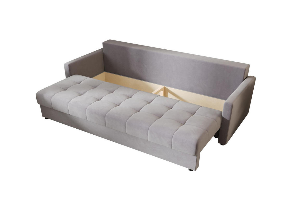 SOFA MOS mit Schlaffunktion ITAKA 50 mit Stauraum - Hellgrau, Textil (84/72/220cm) - Bedante