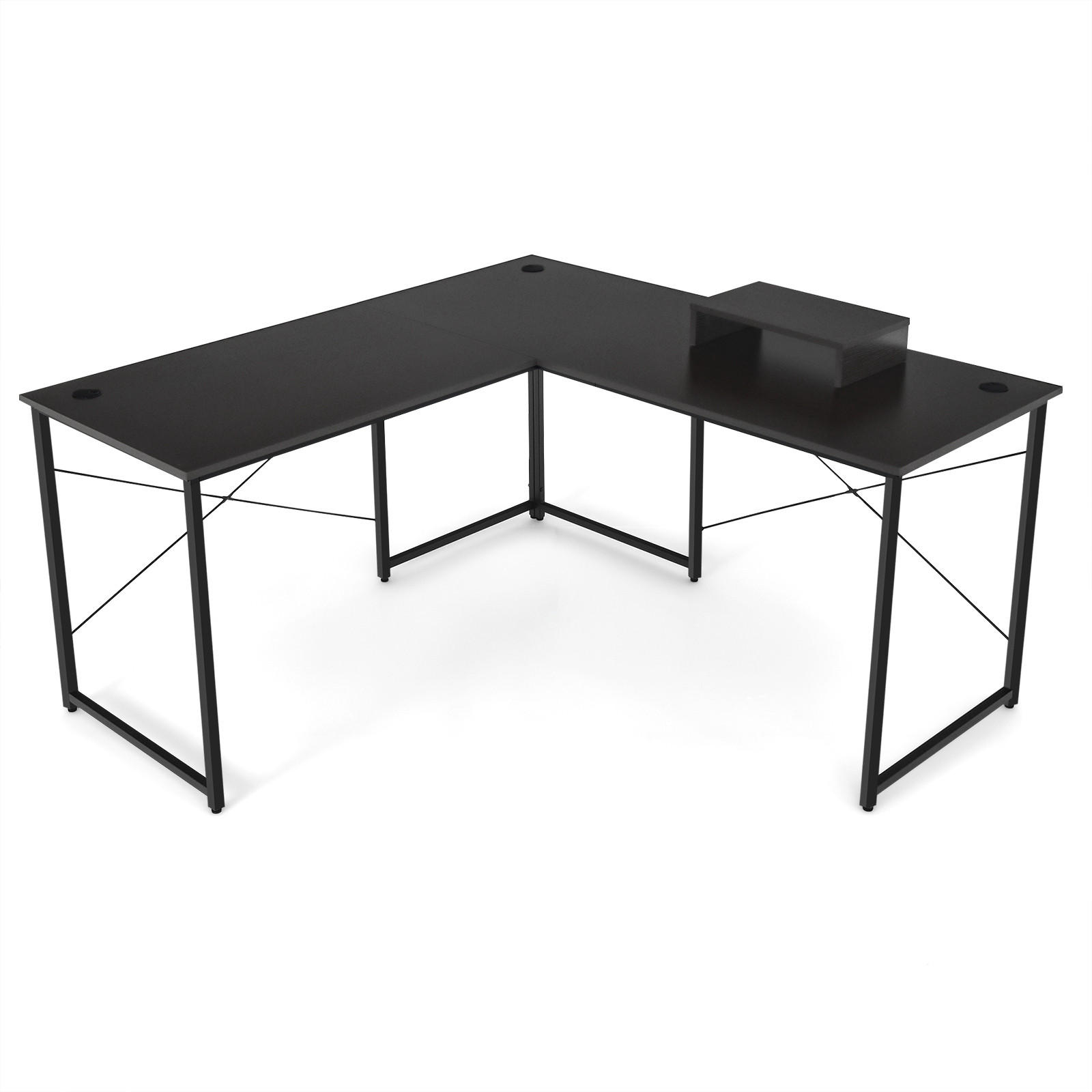 ECKSCHREIBTISCH 74cm Schwarz - Schwarz, Holz (150/150/74cm) - COSTWAY