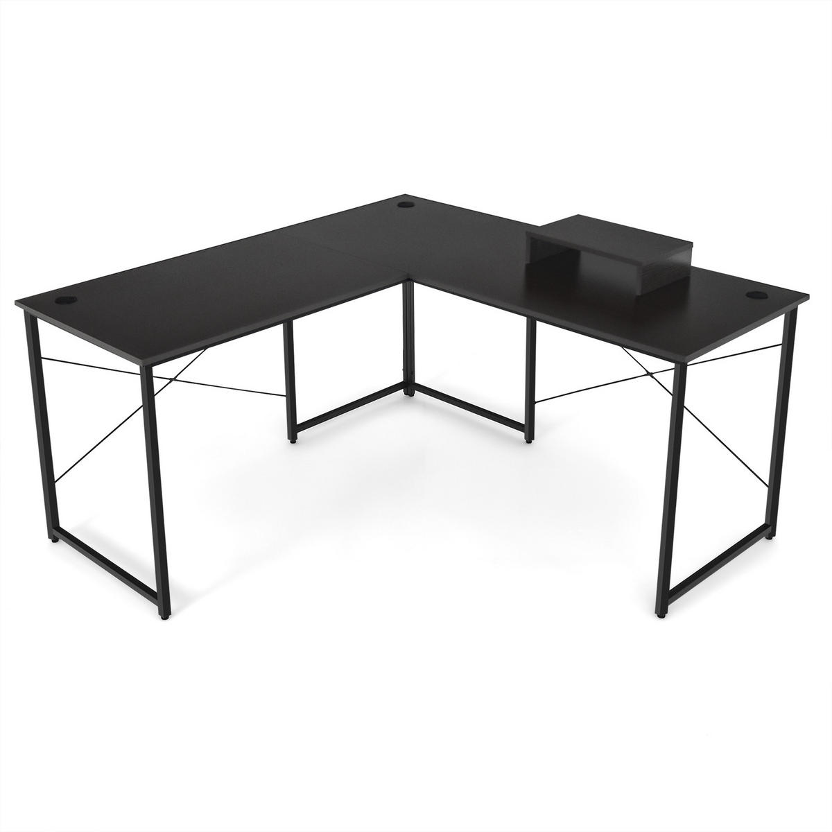 ECKSCHREIBTISCH 74cm Schwarz - Schwarz, Holz (150/150/74cm) - COSTWAY