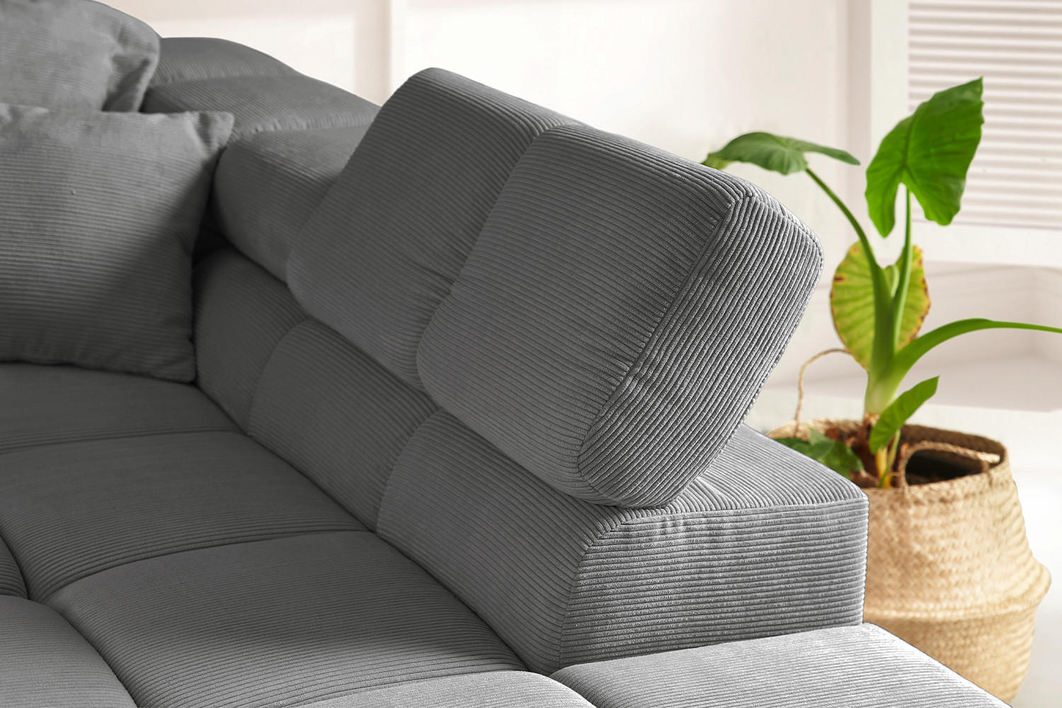 ECKSOFA NEVADA Anthrazit Cord - Anthrazit/Schwarz, Kunststoff/Textil (319/215cm) - KAWOLA