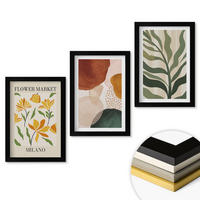 WANDBILDER 3er-Set - 20x30 cm Schwarzer Rahmen - Florale abstrakte Formen - Schwarz, Kunststoff (20/30cm) - ArtPrintCave