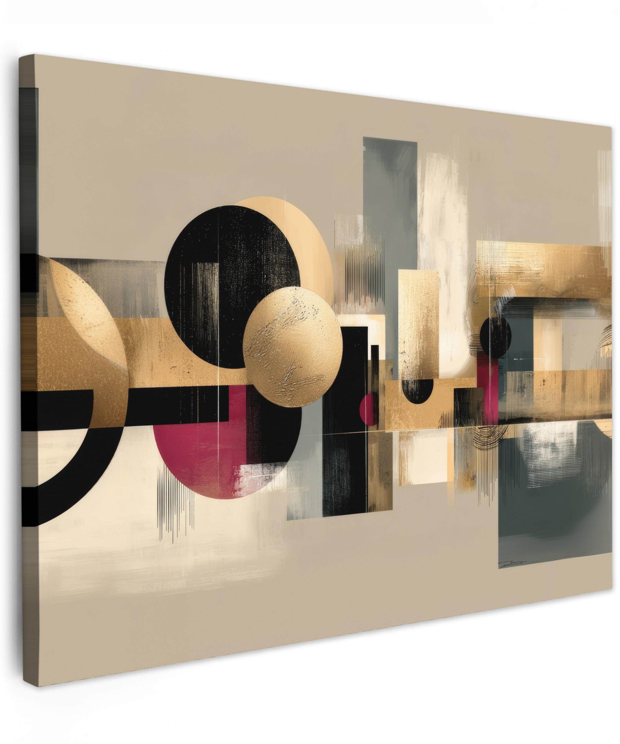 LEINWANDBILD Abstrakt - Formen - Beige - Texturen Wandbild 40x30 cm - Beige, Textil (40/30cm) - MuchoWow