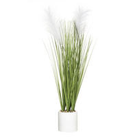 DEKO-KUNSTGRAS im Topf aus Beton 36/30/68 cm - Weiß, Stein (68cm) - Atmosphera Createur d´interieur