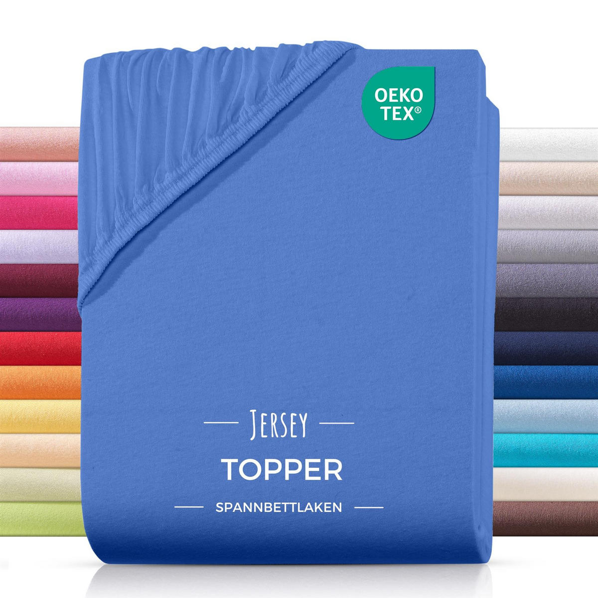 TOPPER-SPANNBETTLAKEN Jersey Bettlaken 200x200 cm Royal-Blau - Blau, Textil (200/200cm) - Carpe Sonno