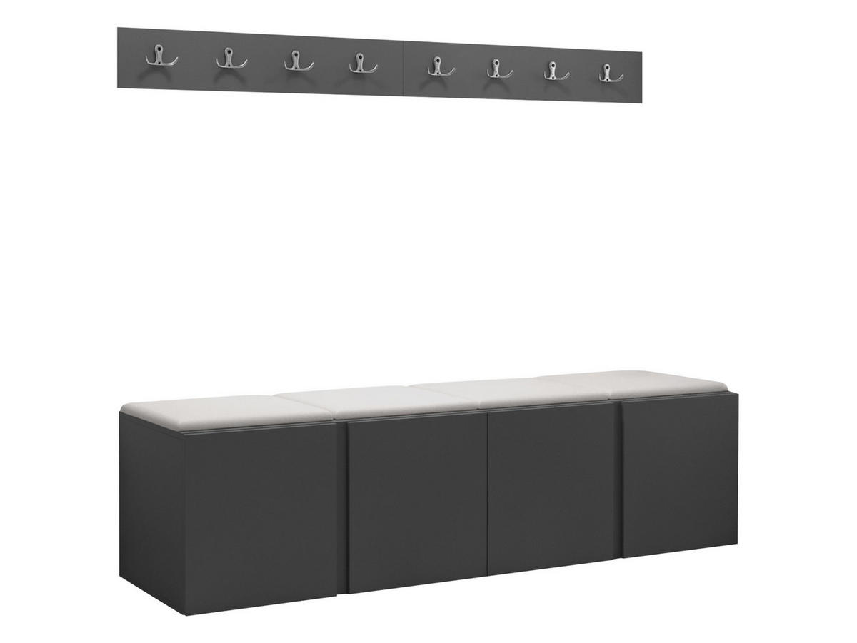 GARDEROBEN-SET Orion VII - Graphitfarben/Weiß, Holzwerkstoff/Kunststoff (168/42/46cm) - MIRJAN24