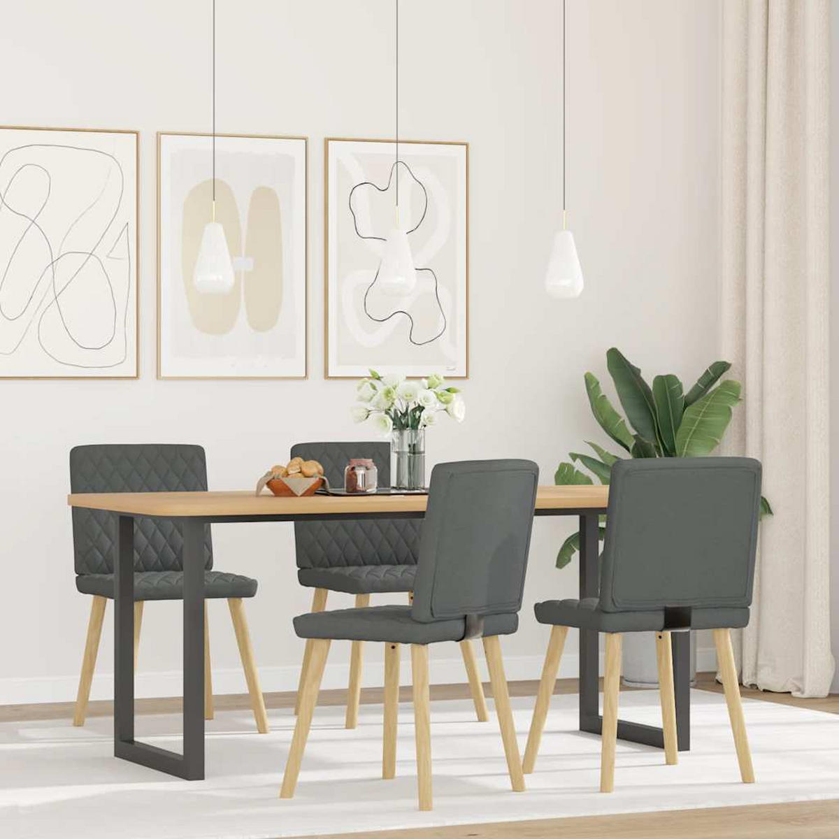 ESSZIMMERSTÜHLE 4 Stk. Dunkelgrau Stoff 45*54*86cm - Dunkelgrau, Metall (45/86/54cm) - ZMH