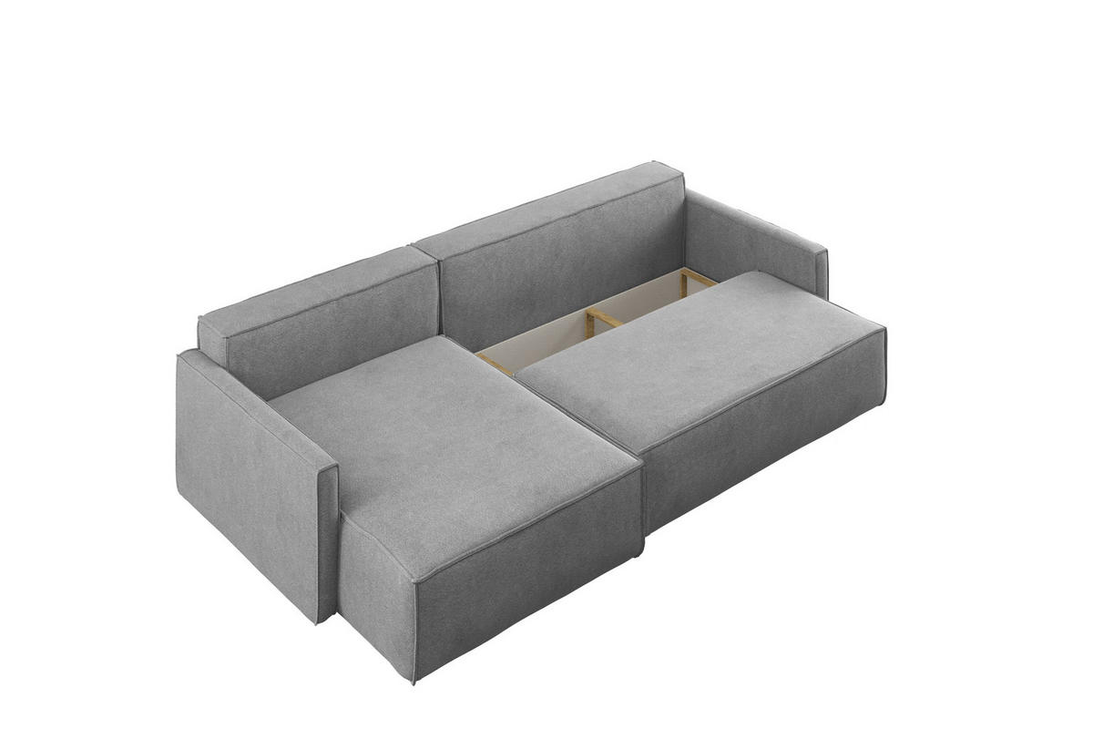 SCHLAFSOFA Carlos L-Form, Ecksofa Mit Bettkasten Und Schlaffunktion Stoff Salvador Links Grau - Grau, Holz/Textil (142/83/250cm) - Kaiser Möbel