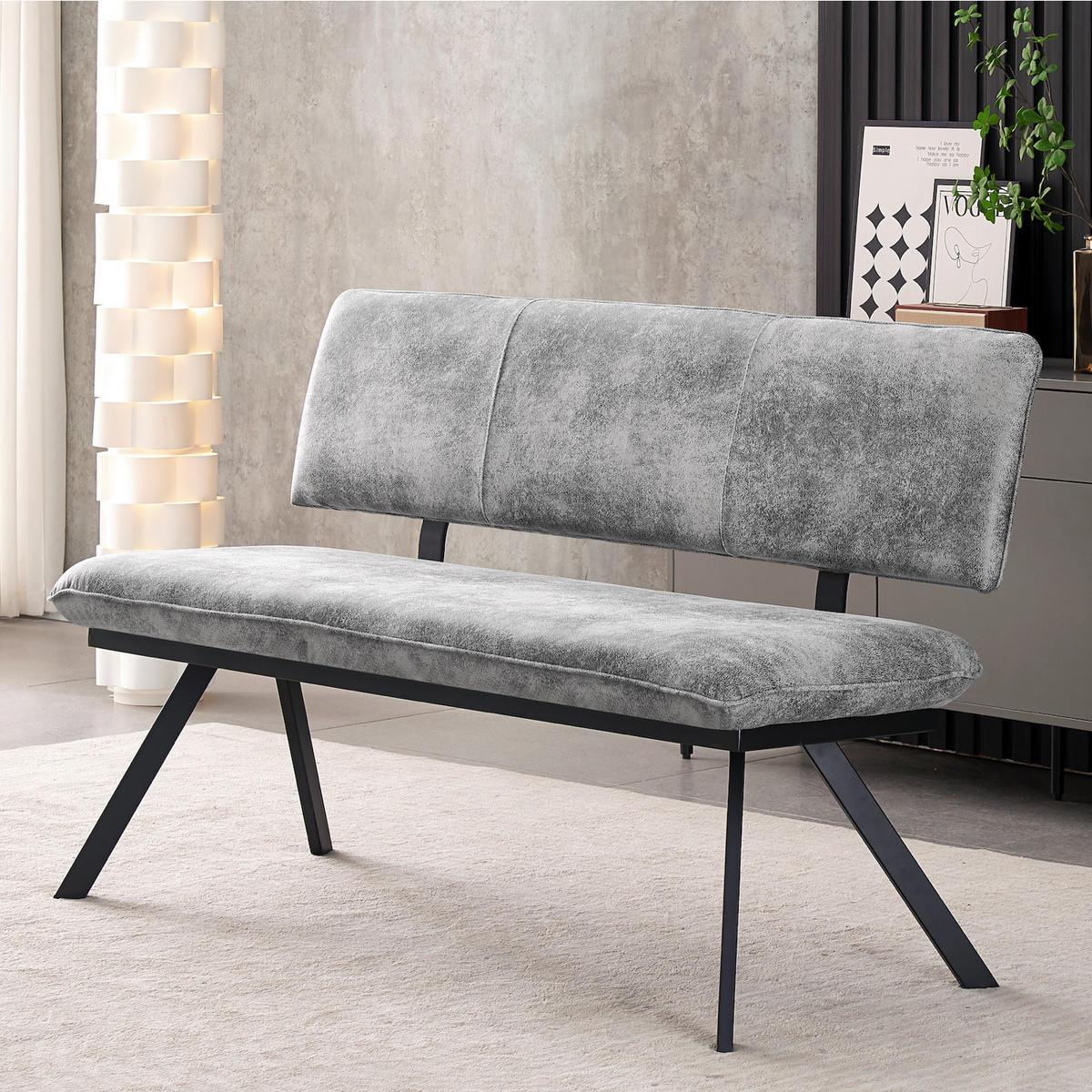 SITZBANK JUNA 160/57/86 cm Grau - Grau, Textil/Metall (160/86/57cm) - B&D Home