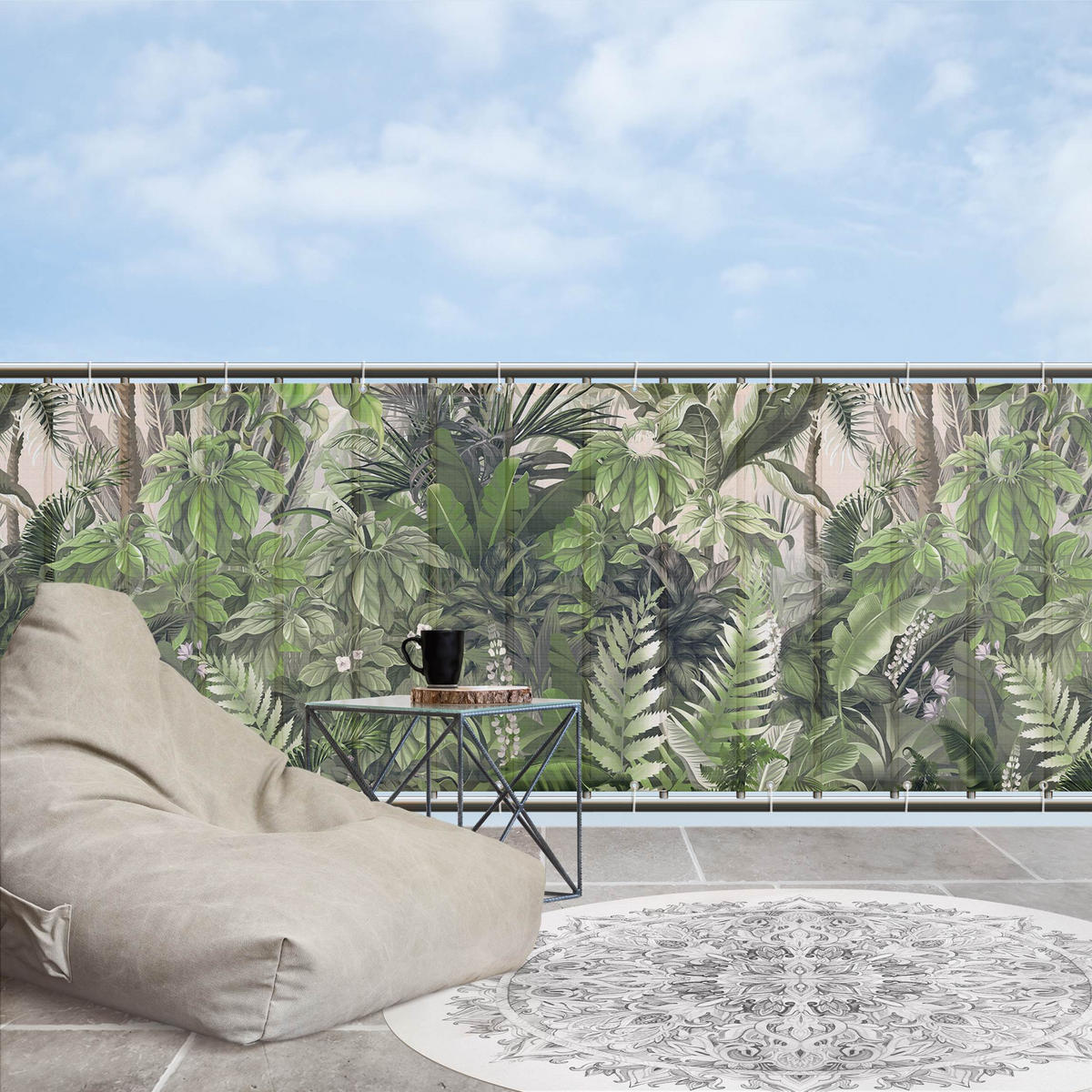 BALKON SICHTSCHUTZ Dschungelpflanzen in Grün 650/75 cm - Grün, Kunststoff (650/75cm) - Bilderwelten