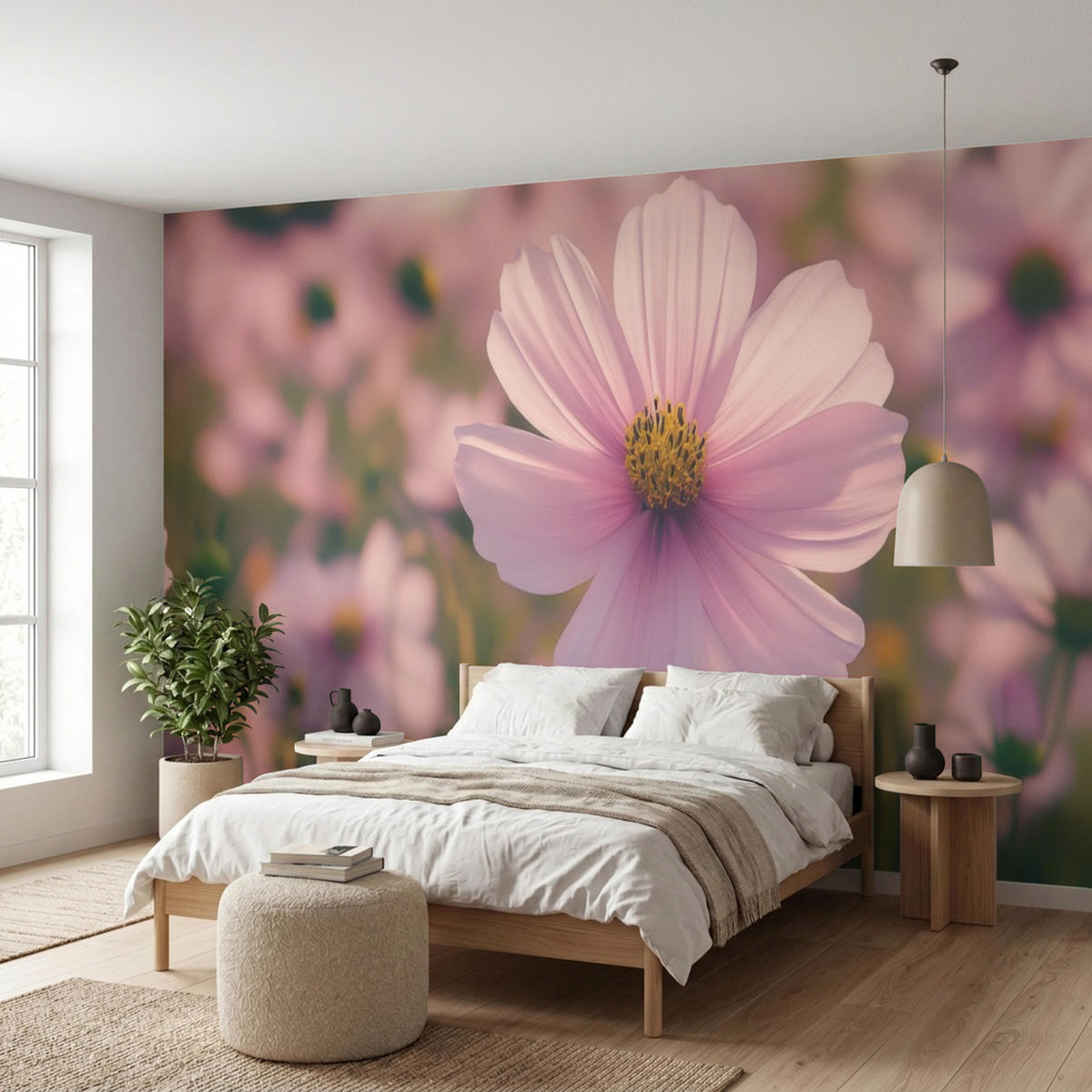 TAPETE - Blumen - Lila - Unscharf - 500x200 cm - Rosa, Papier (500/200cm) - OnlyWow