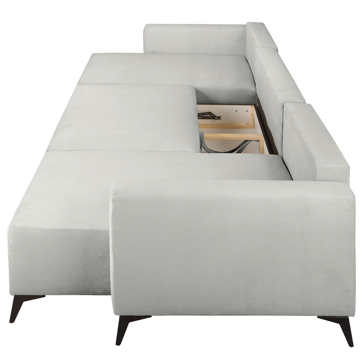 WOHNLANDSCHAFT - Silberfarben/Schwarz, Textil (382/81/148cm) - home24