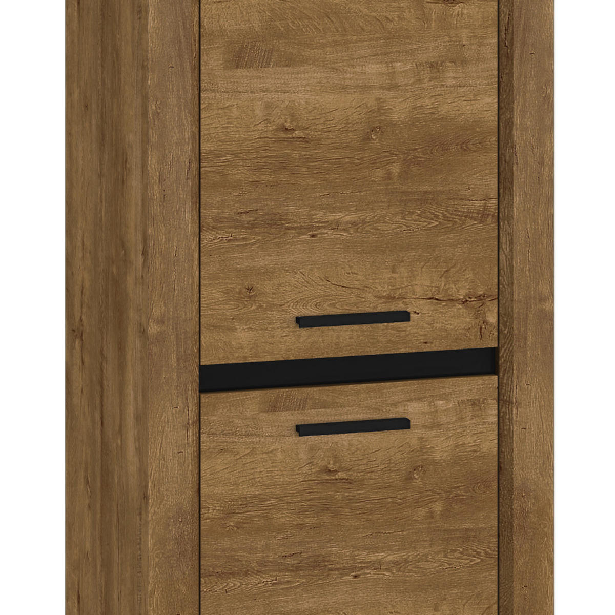 STAURAUMSCHRANK Baltica Lefkas Eiche / schwarz 55 / 43 / 200cm - Eichefarben/Braun, Holz/Holzwerkstoff (55/200/43cm) - Feldmann-Wohnen