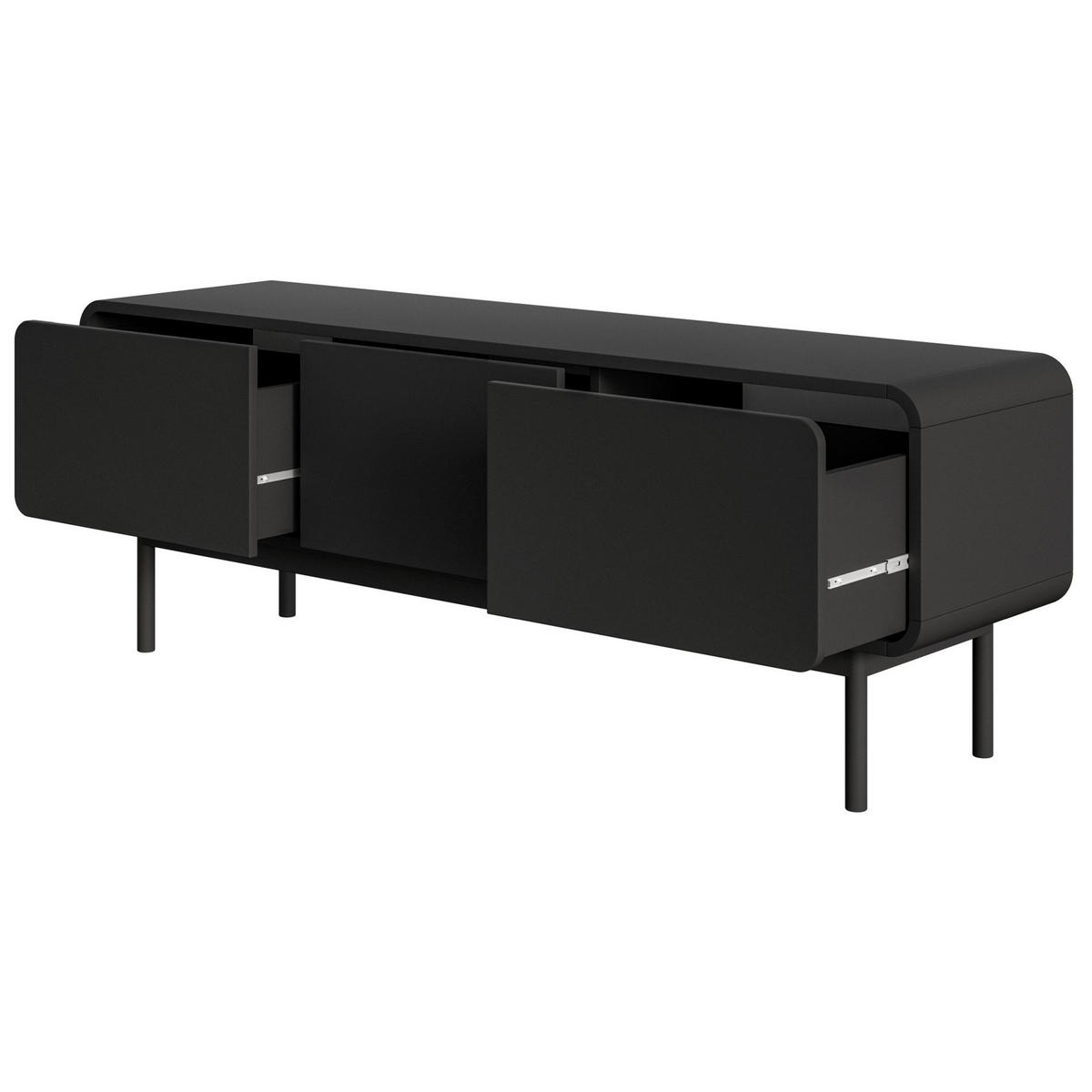 TV-LOWBOARD Oro Schwarz mit 3 Schubladen 154 cm - Schwarz, Holz/Holzwerkstoff (154/53.4/40cm) - Selsey