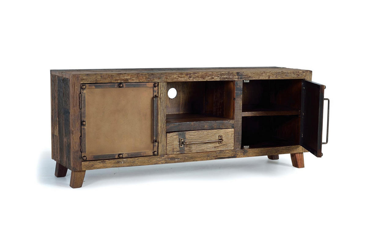 LOWBOARD aus recyceltem Holz mit Metallelementen - Braun, Holz (40/60/150cm) - Giner y Colomer