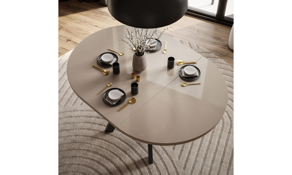 ESSTISCH VOLTA GLOSS 100/100/72,5 cm Tischplatte: Kaschmir Glanz; Gestell: Schwarz - Kaschmir/Schwarz, Holzwerkstoff/Metall (100/100/72.5cm) - Lookway