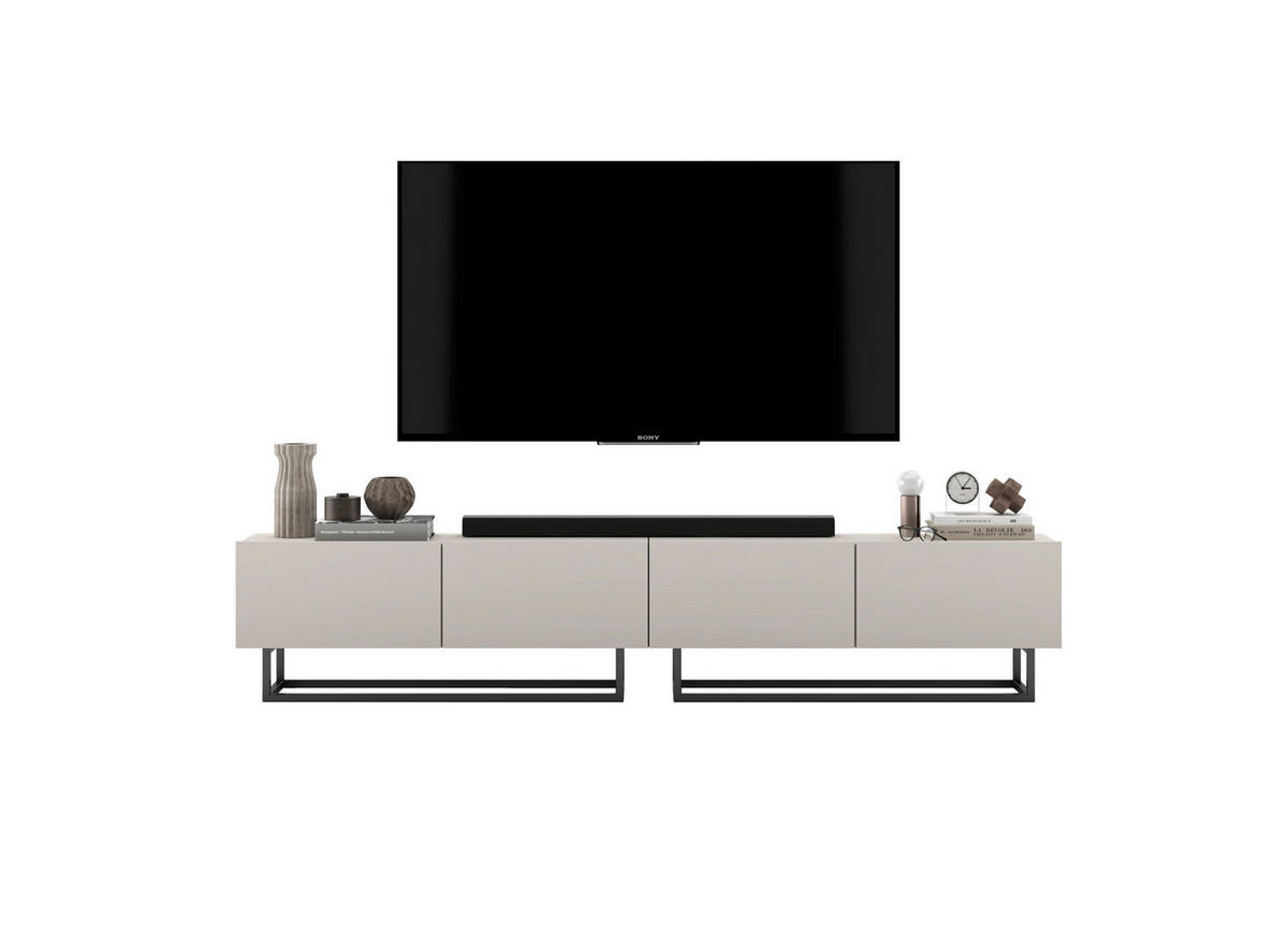 TV-LOWBOARD 2-er Set Enjoy Kaschmir Matt mit Metallrahmen 120 cm - Kaschmir/Schwarz, Holzwerkstoff/Metall (240/46/35cm) - Meble Lindner