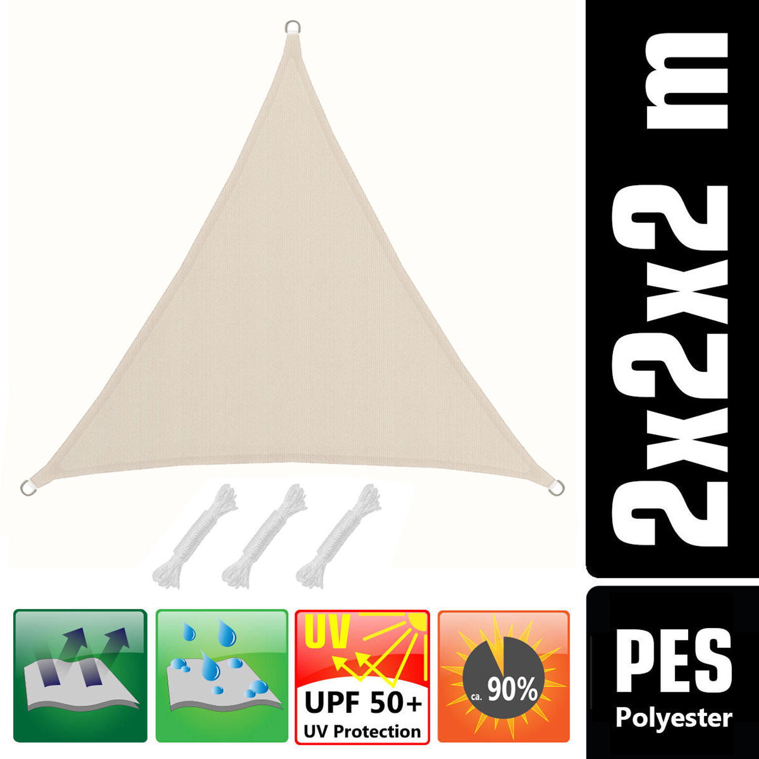 SONNENSEGEL 200/200 cm beige, dreieckig - Beige, Kunststoff (200/200cm) - Amanka