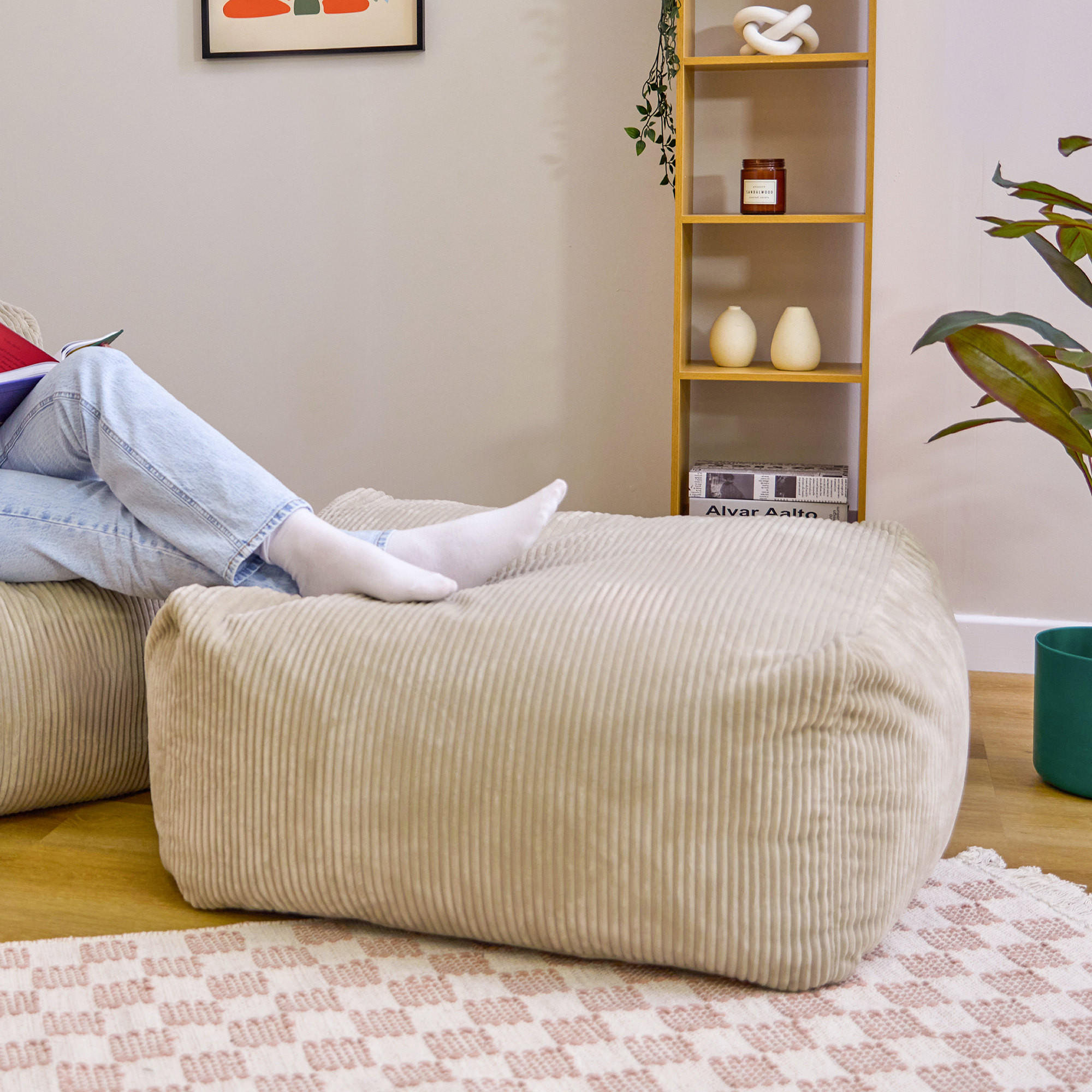 SITZSACK-OTTOMANE ZEN modular Cord - Beige, Textil (95/46/95cm) - icon