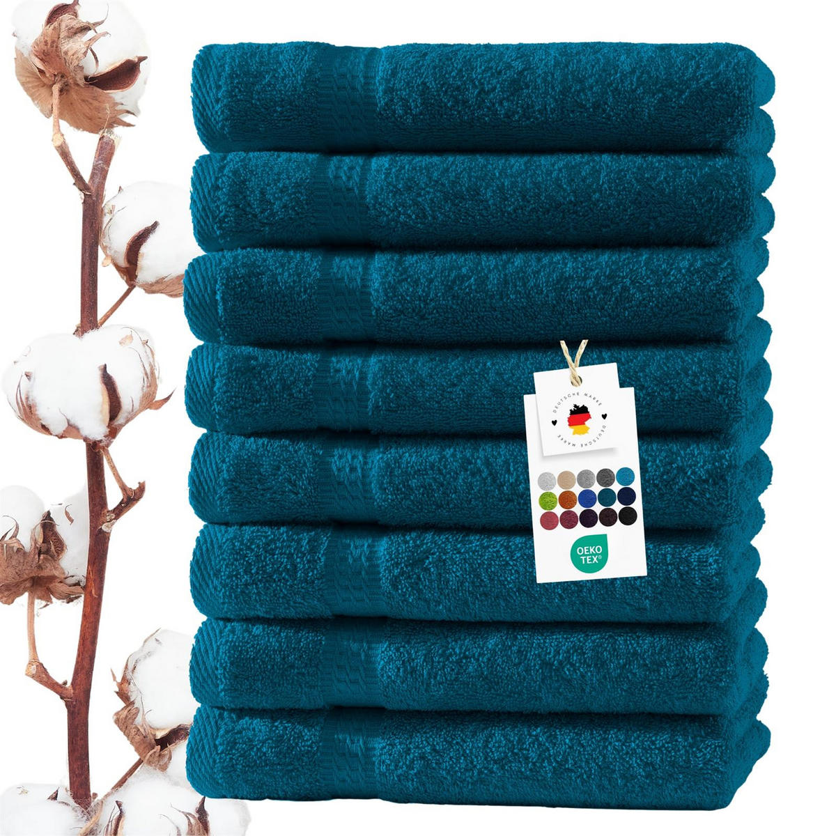 GÄSTEHANDTUCH 30x50 cm Frottier Gästetuch im 8er Set aus 100% Baumwolle, Petrol 500g/m2 - Petrol, Textil (35/50cm) - Carpe Sonno