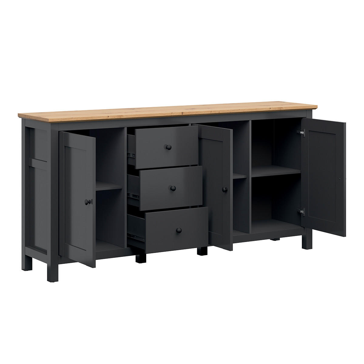 SIDEBOARD Duck Anthrazitgrau und Holz - Grau, Holzwerkstoff (199/96/44cm) - Petits-meubles