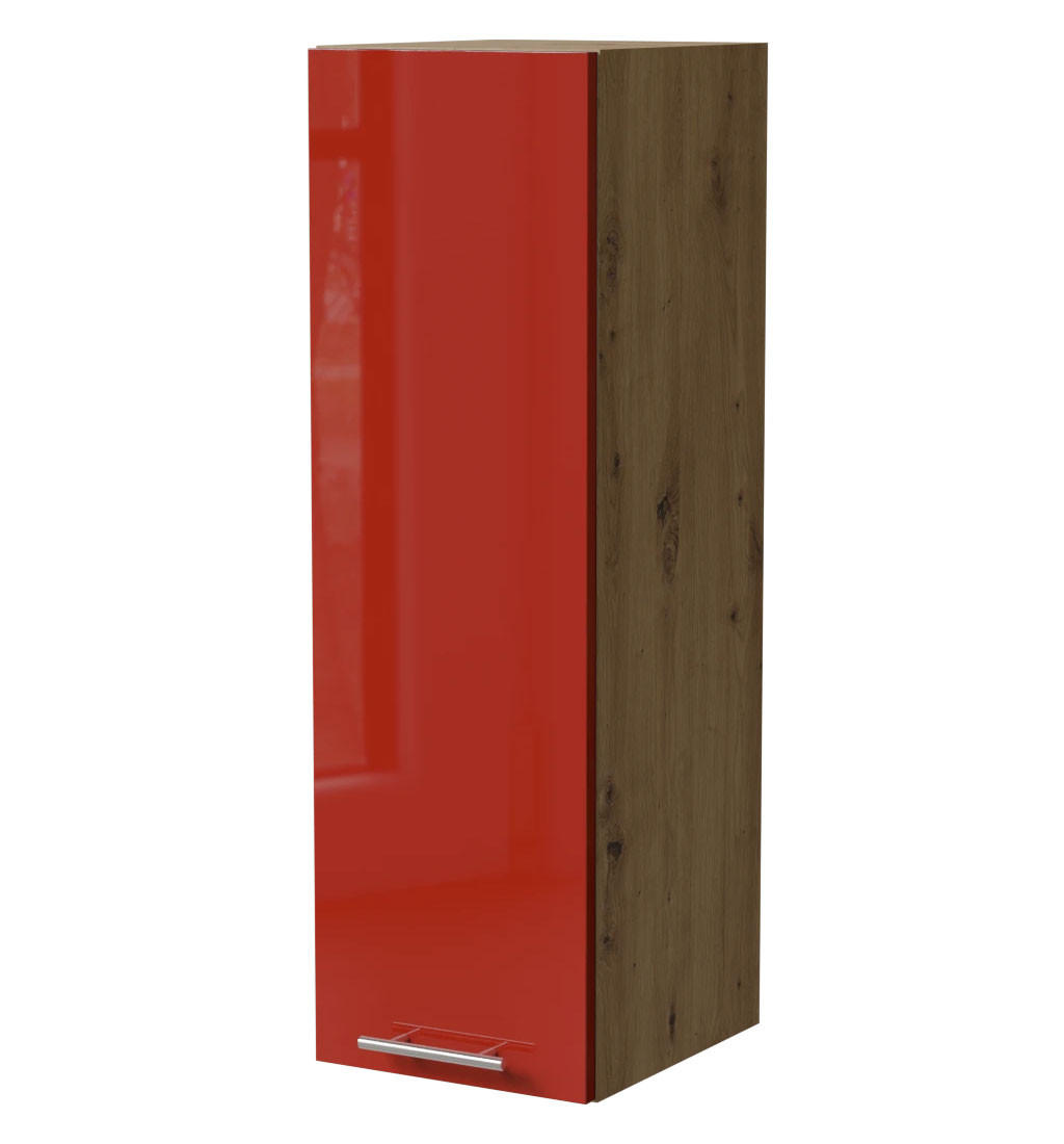 HÄNGESCHRANK Brerra W4/30 Eiche Artisan / RAL 3002 karminrot Hochglanz 30 / 32,5 / 96cm - Rot/Eiche Artisan, Holz/Holzwerkstoff (30/96/32.5cm) - Feldmann-Wohnen