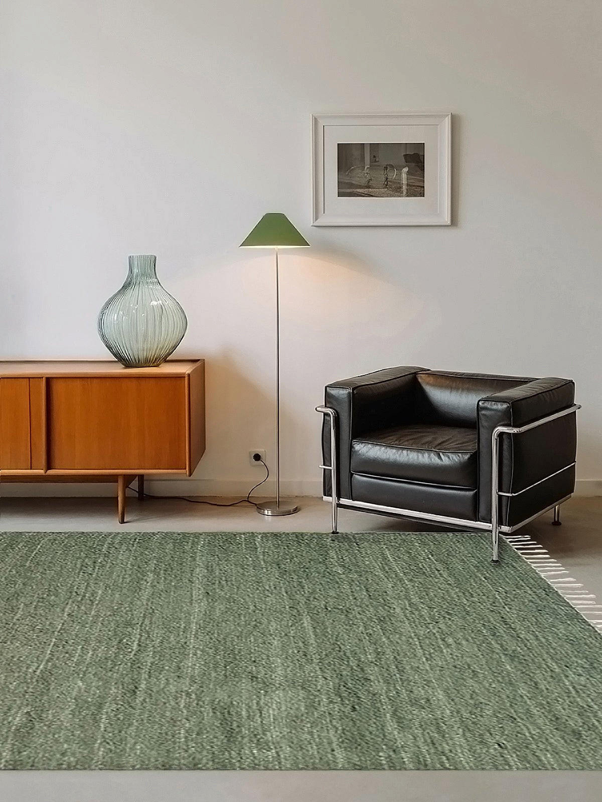 TEPPICH aus recycelter Baumwolle handgewebt grün - Grün, Naturmaterialien (120/170cm) - AFK Living