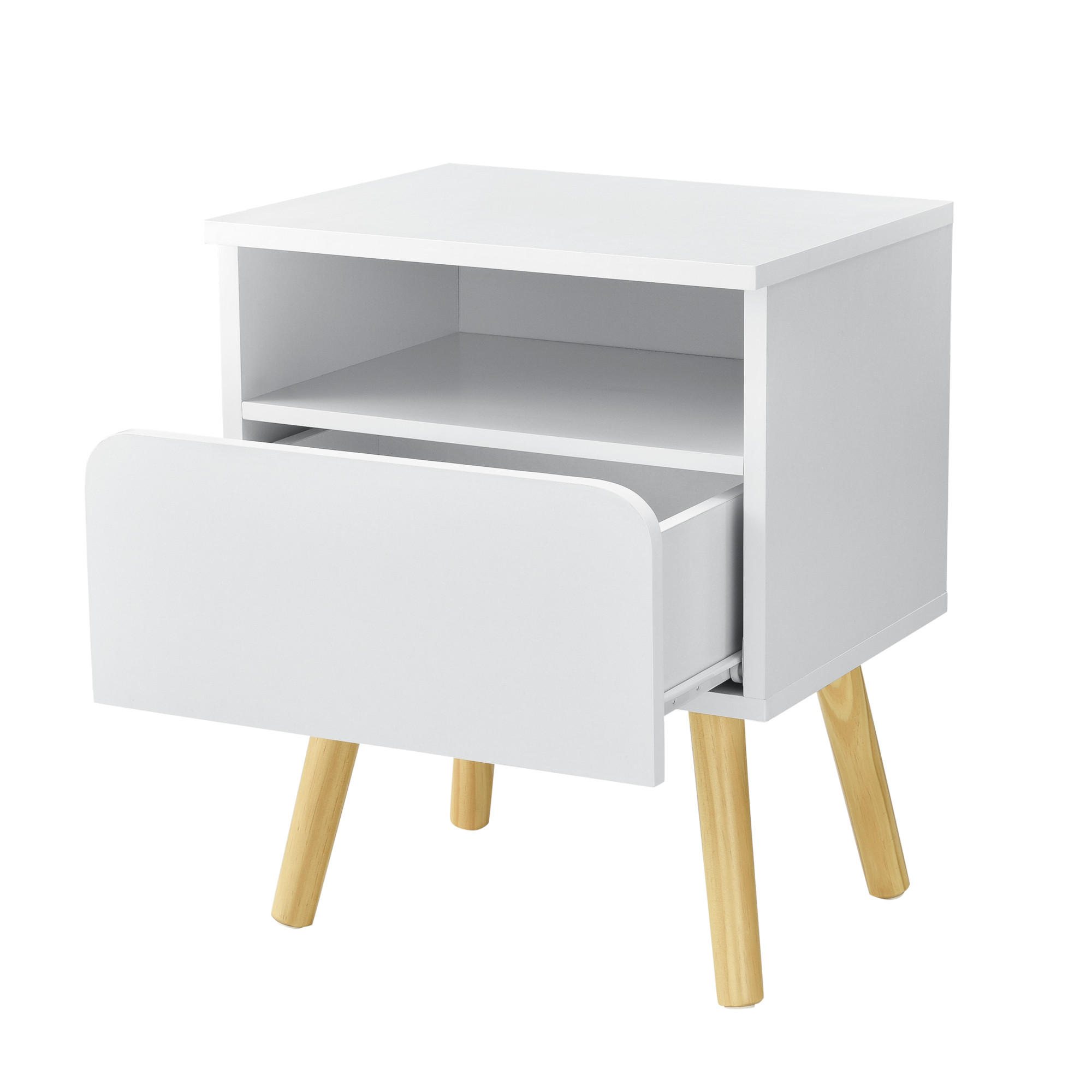 NACHTTISCH Dargaville - Weiß, Holzwerkstoff (40/50/34cm) - [en.casa]