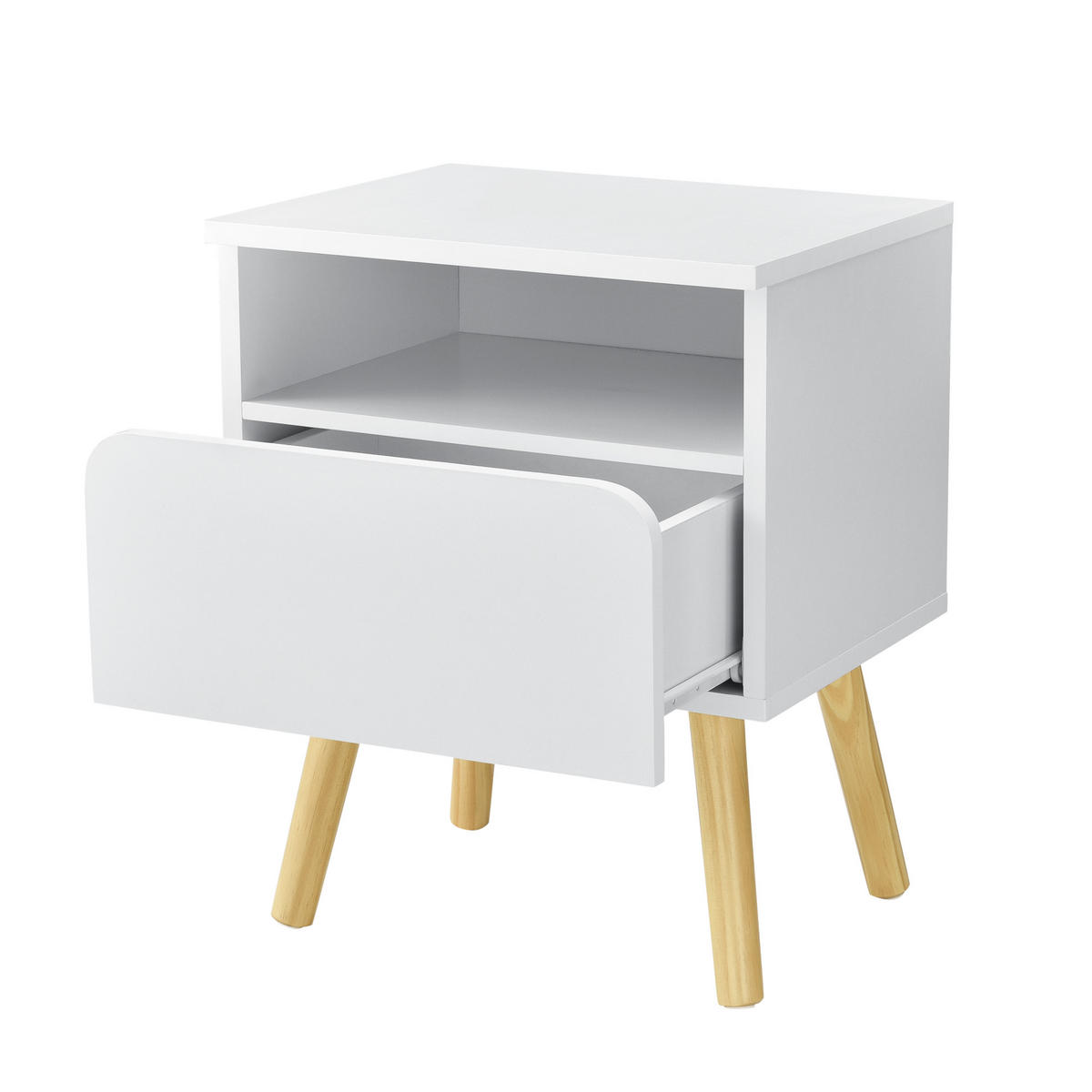 NACHTTISCH Dargaville - Weiß, Holzwerkstoff (40/50/34cm) - [en.casa]