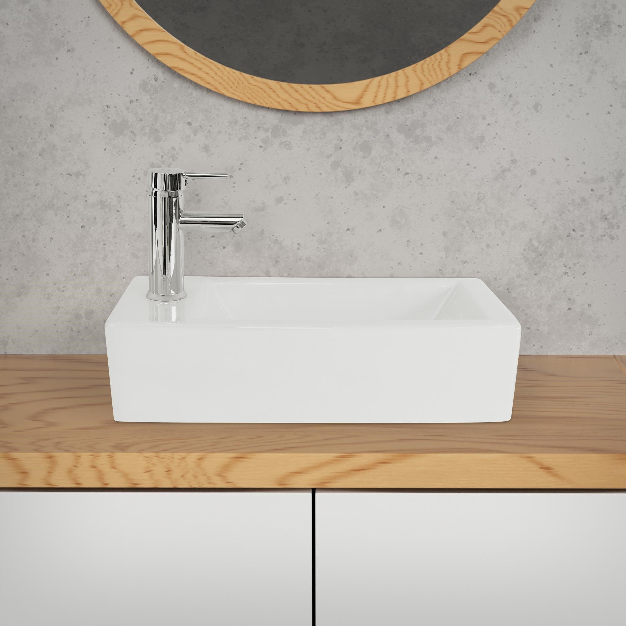 WASCHBECKEN - Weiß, Keramik (25/13/51cm) - ML-DESIGN