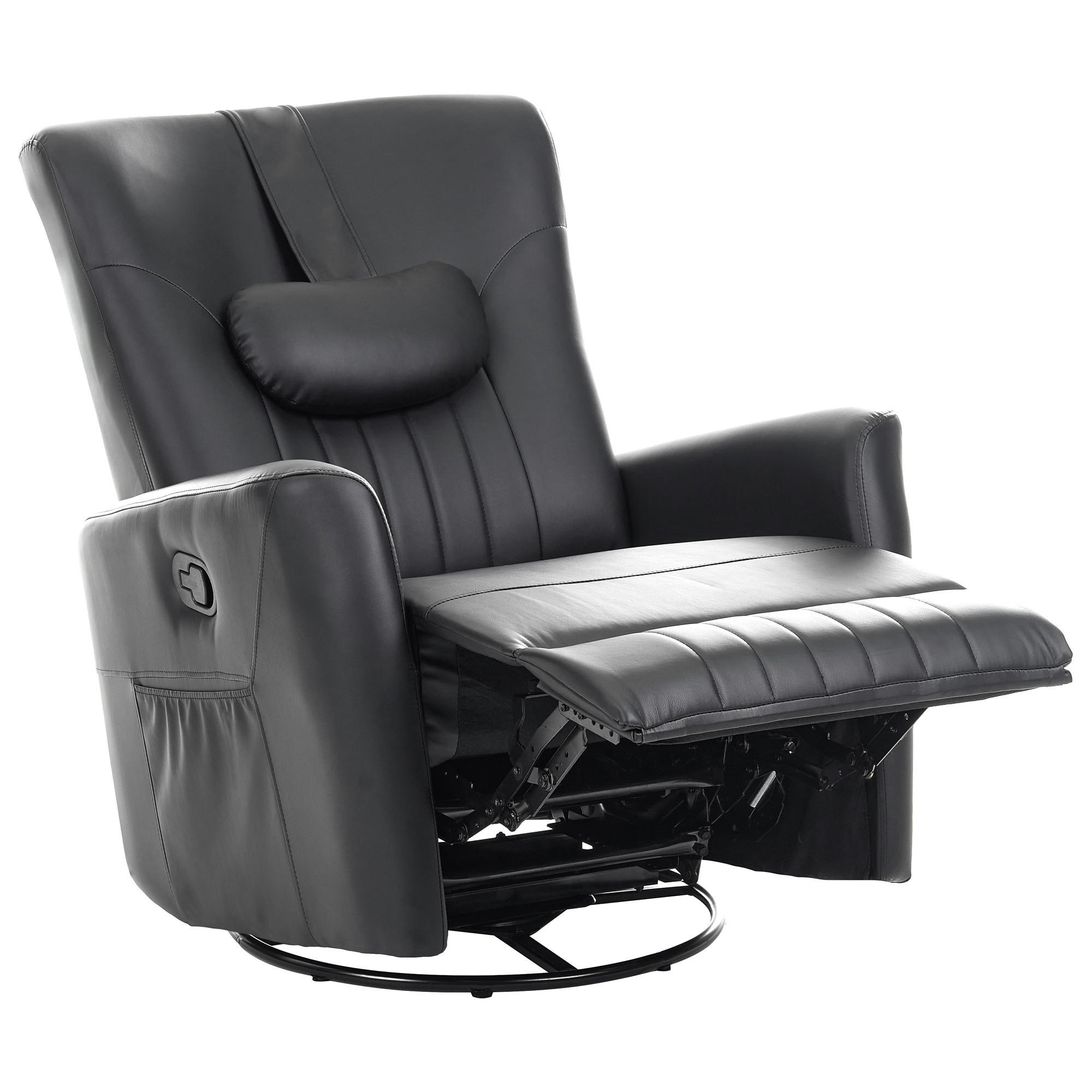 SCHAUKEL-FERNSEHSESSEL drehbar Kunstleder Schwarz Rea - Schwarz, Kunststoff/Metall (85/102/107cm) - Beliani