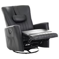 SCHAUKEL-FERNSEHSESSEL drehbar Kunstleder Schwarz Rea - Schwarz, Kunststoff/Metall (85/102/107cm) - Beliani