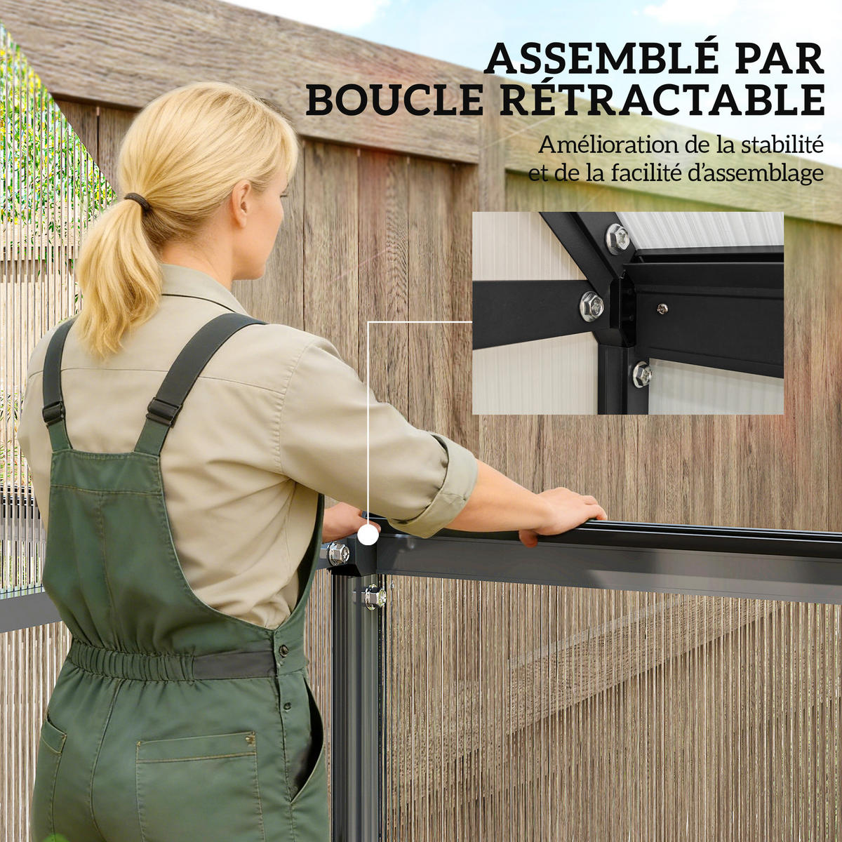 GEWÄCHSHAUS DE-12082 mit Polycarbonat und verstellbarem Fenster Transparent - Transparent, Metall (168/195/178cm) - ComfortXL