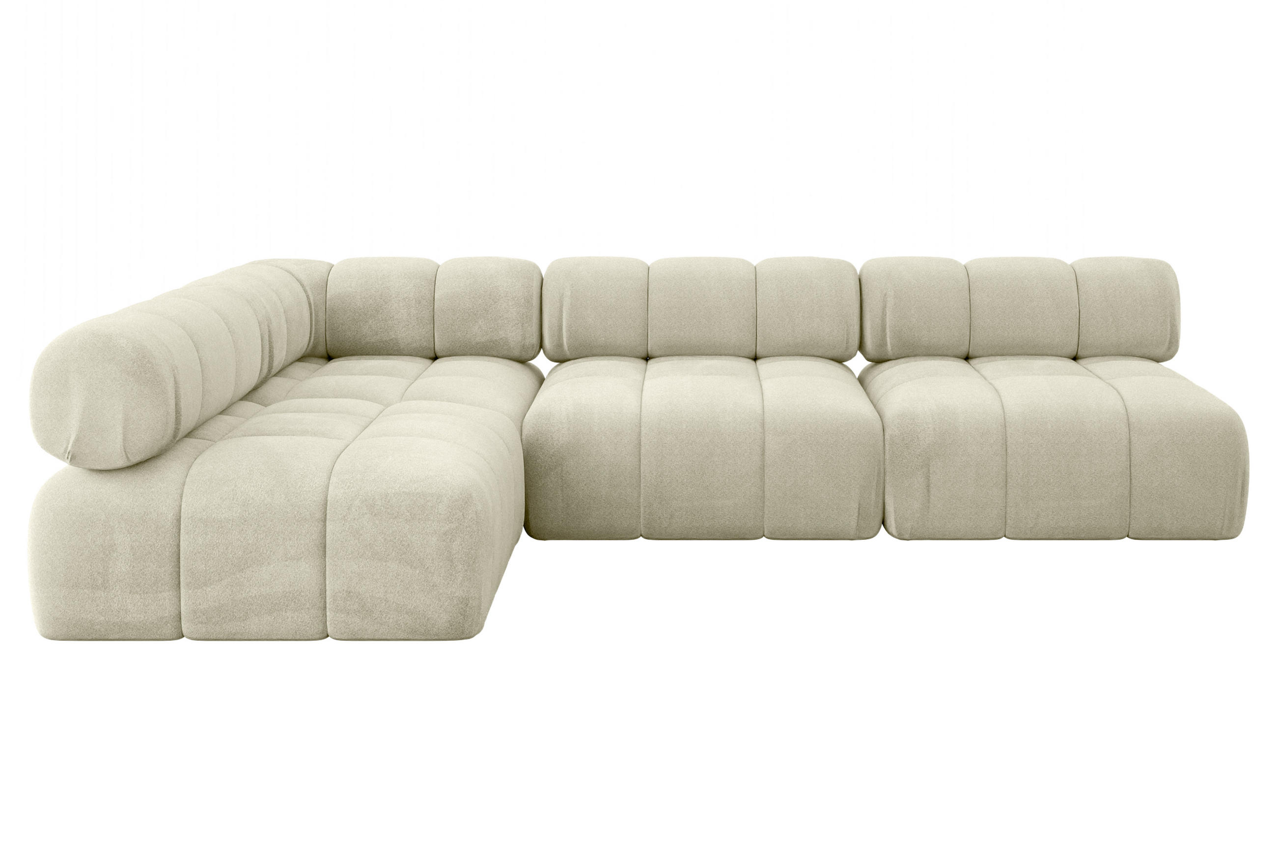 ECKSOFA modulares Sofa Samaro-L2 - 285x190x70 cm Beige Velours - Beige, Holzwerkstoff/Textil (285/190cm) - ALTDECOR