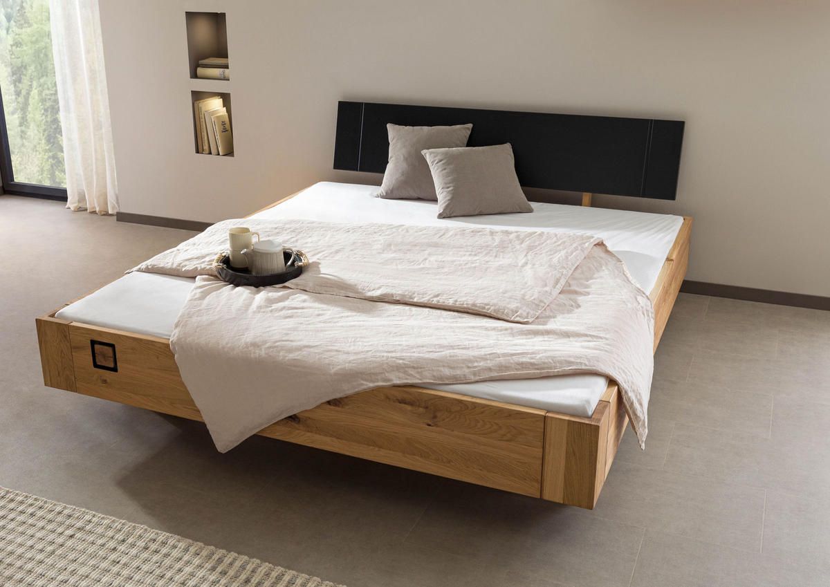 BETT Massivholz Wildeiche 180 x 200 x 81 natur KITZBÜHEL #142 - Naturfarben, Holz (180/200cm) - Massivmoebel24