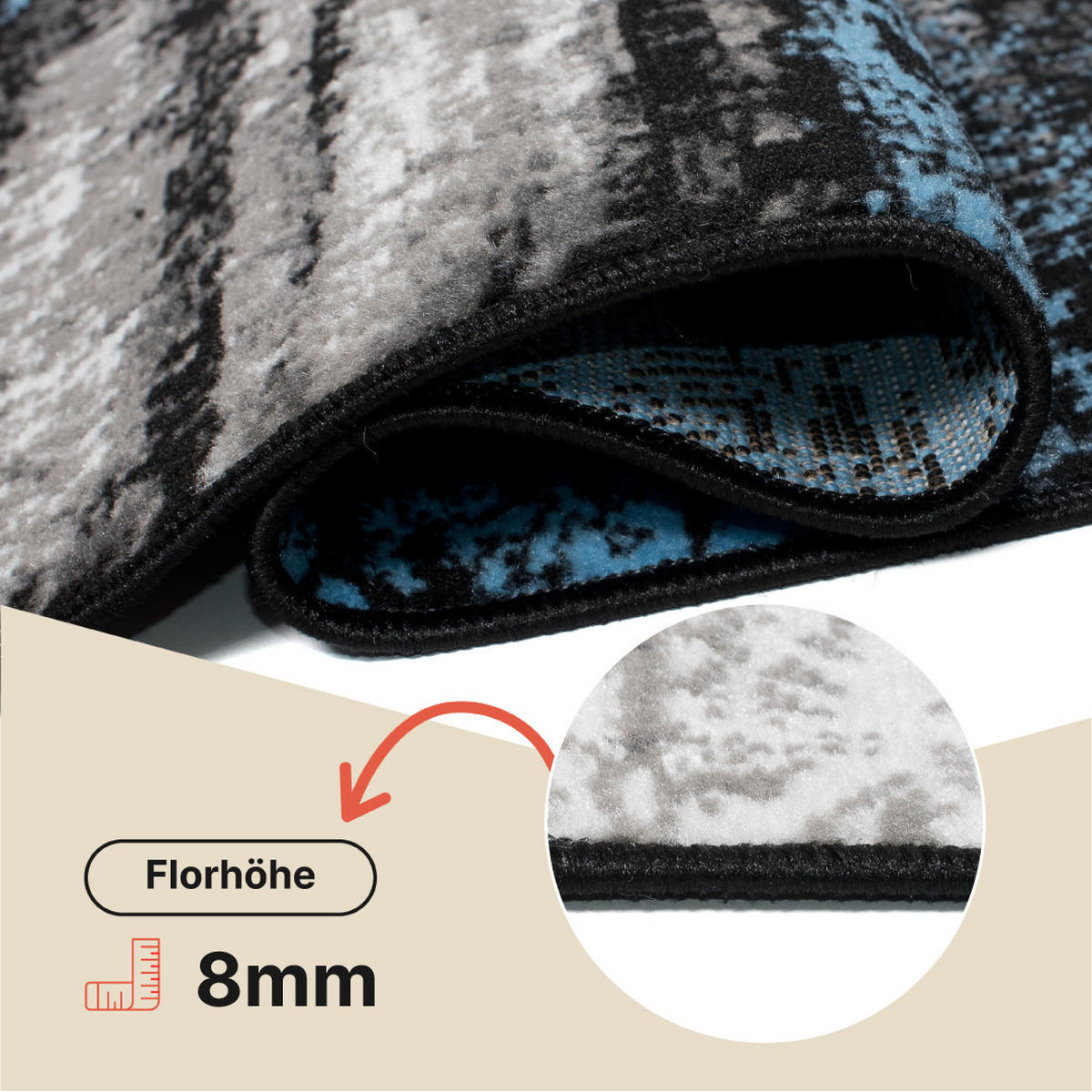 TEPPICH MAYA Blau Verwischt Streifen Meliert 130/190 cm - Blau, Textil (130/190cm) - Tapiso
