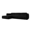 ECKSOFA Links Samt Stoff Schwarz - Schwarz, Kunststoff/Textil (170/290cm) - Makamii