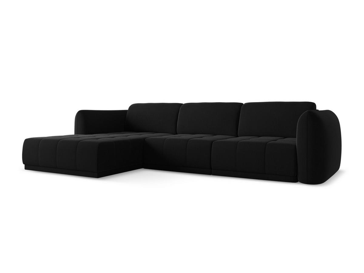 ECKSOFA Links Samt Stoff Schwarz - Schwarz, Kunststoff/Textil (170/290cm) - Makamii