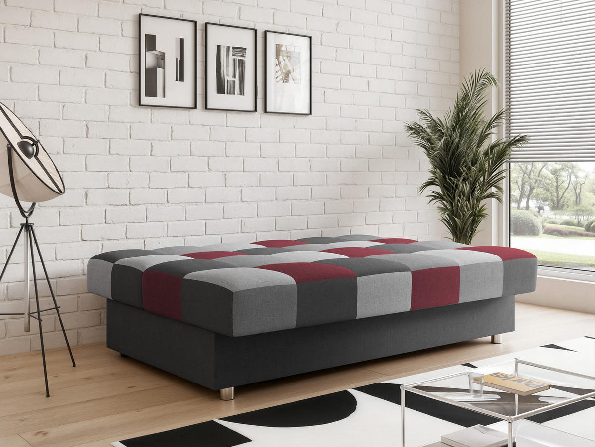 SCHLAFSOFA SKAL mit Bettkasten Anthrazit/Rot - Anthrazit/Rot, Holzwerkstoff/Kunststoff (200/85/90cm) - Idohome