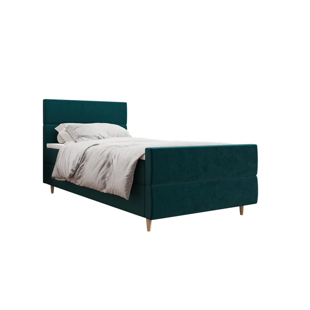 BOXBETT FLO PLUS 90x200 Itaka 39, mit Matratze H3, Bonell und Topper, Türkis - Türkis, Holz/Textil (90/200cm) - Bedante