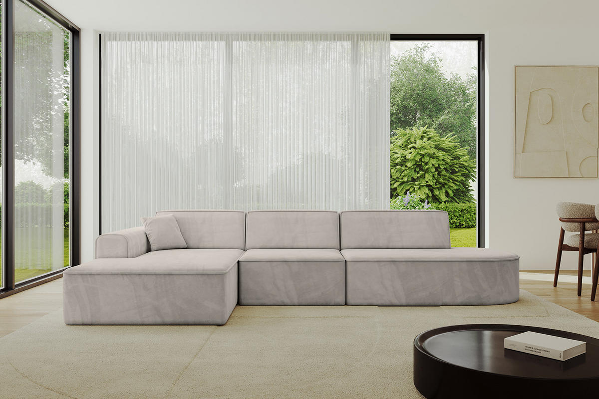 ECKSOFA Ottomane Links IREA-L2-v3 - 328x171x79 cm Hellbraun - Hellbraun, Holzwerkstoff/Textil (328/171cm) - ALTDECOR