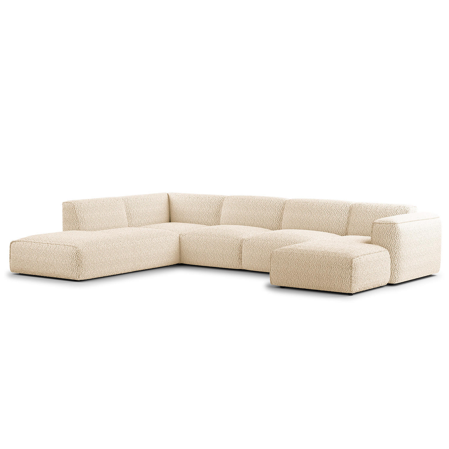 WOHNLANDSCHAFT mit Longchair - Beige/Schwarz, Kunststoff/Textil (325/71/235cm) - home24