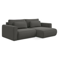 ECKSOFA mit Schlaffunktion Samt Stoff Grau - Dunkelgrau/Schwarz, Kunststoff/Textil (240/149cm) - LaMiaSofa