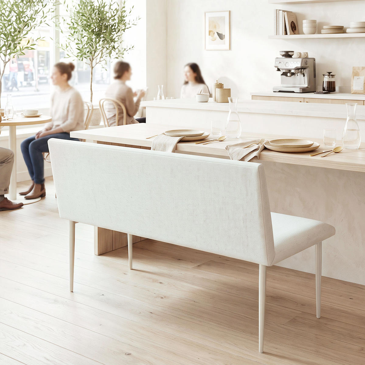 SITZBANK Creme 120.0/61.5/85.0 cm - Creme, Textil (61.5/85/120cm)